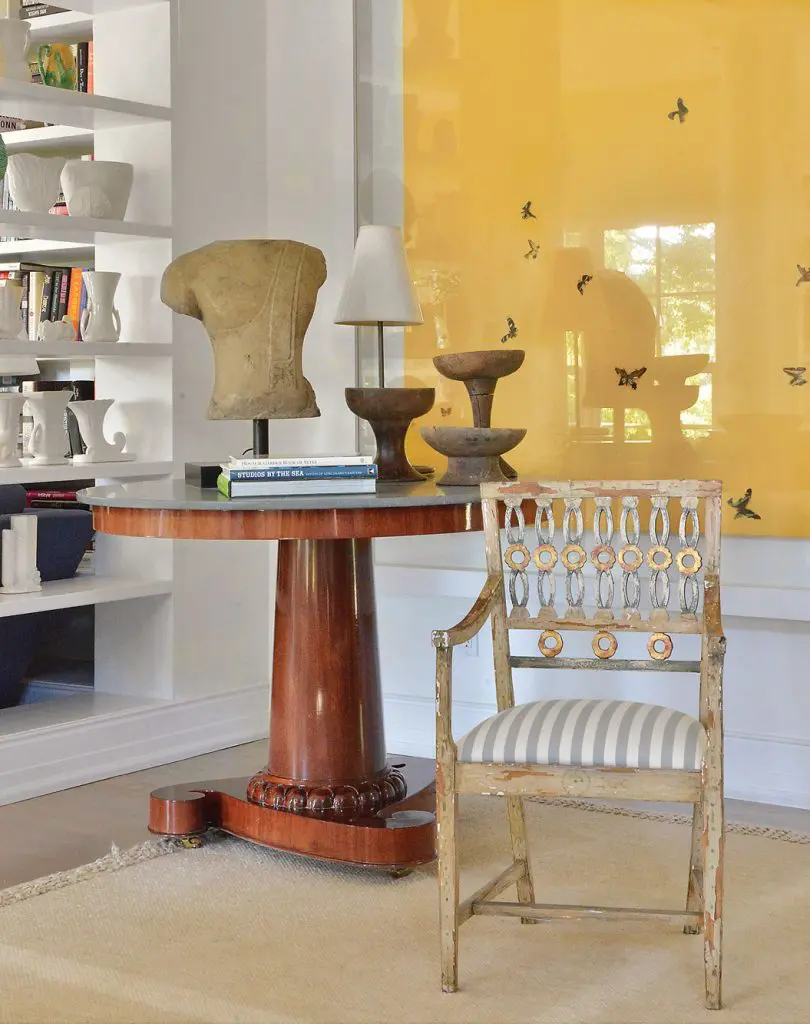Damien Hirst artwork in a chic vignette