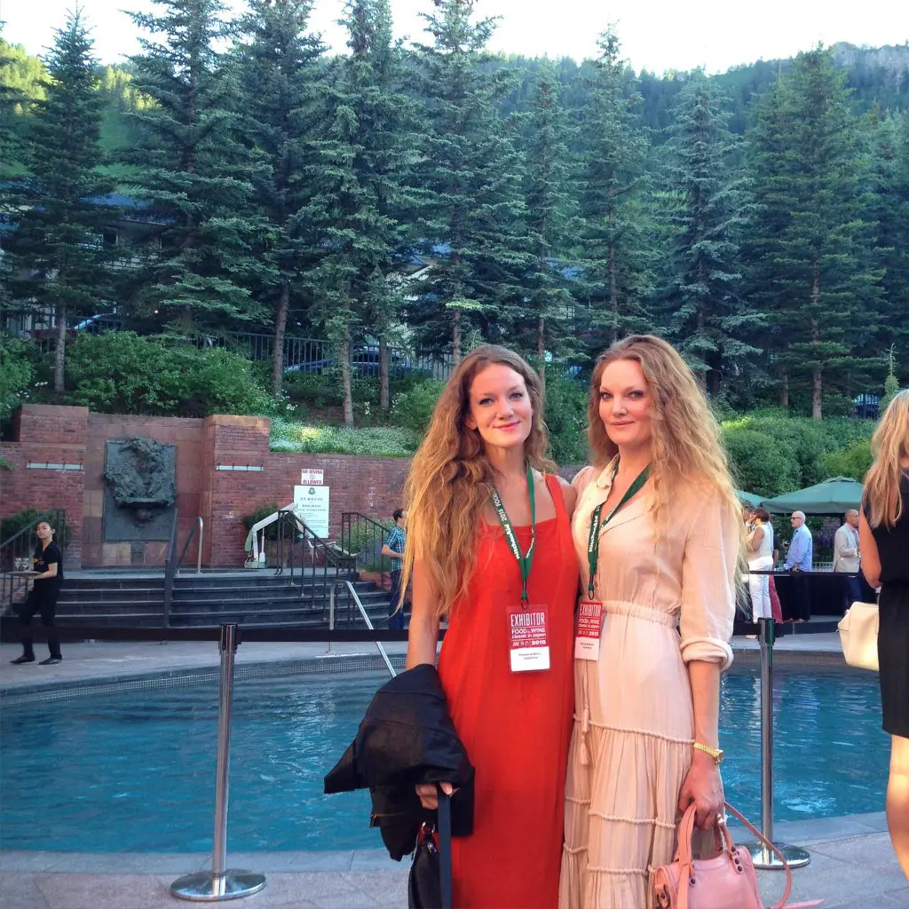 Steffi (right) with a friend at last year's Aspen Food & Wine Classic opening reception 
