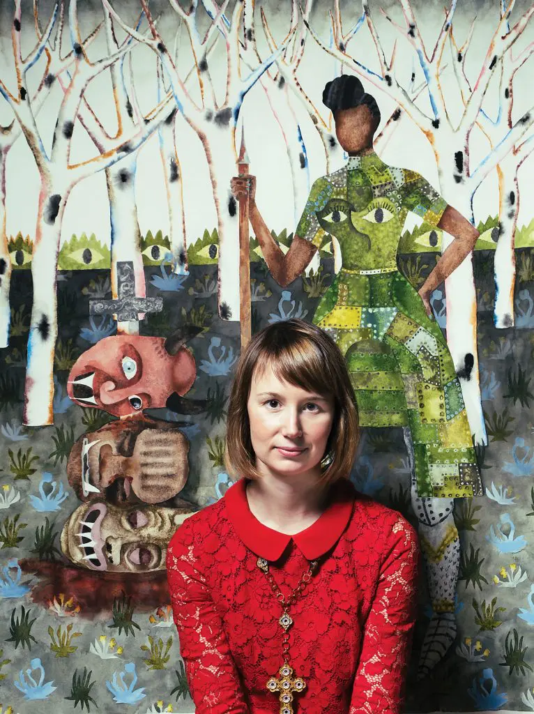 Keri Oldham with "Evil Eye Warrior," 2015