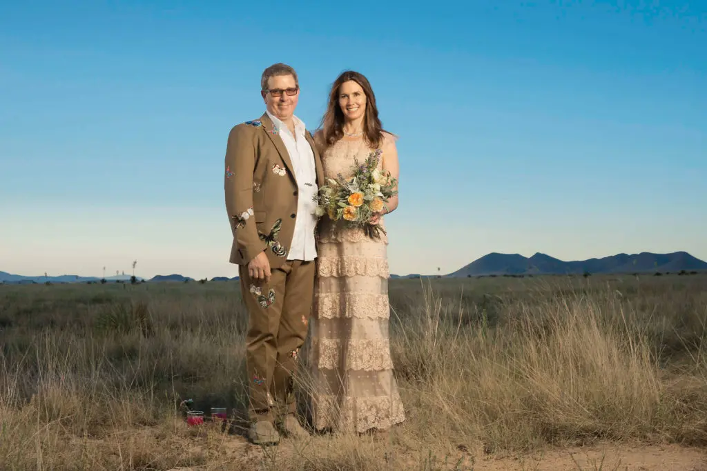 Marc Glimcher and Fairfax Dorn wed at Catto-Gage Ranch in Marfa. 