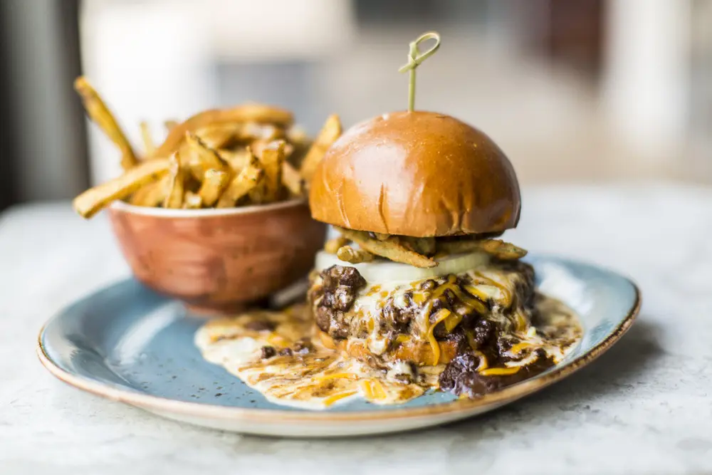 State Fare's homemade chili is used on the gooey chili and cheese burger. 