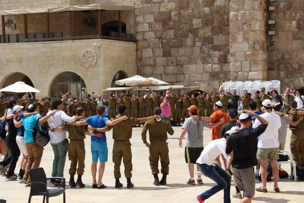 Traditional Jewish dancing at the Wailing Wall. (Photo by Maddie Coughman)