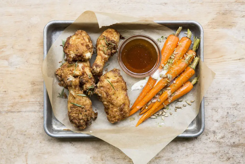 Pair Relish's crispy fried chicken with glazed carrots. 