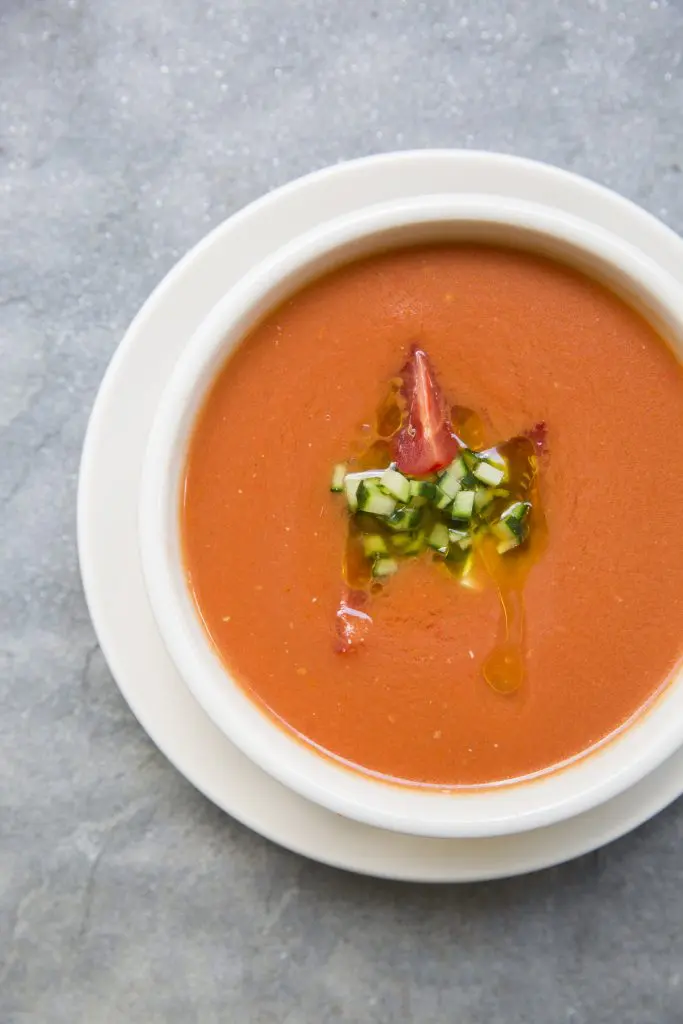 A warm summer day calls for gazpacho. 