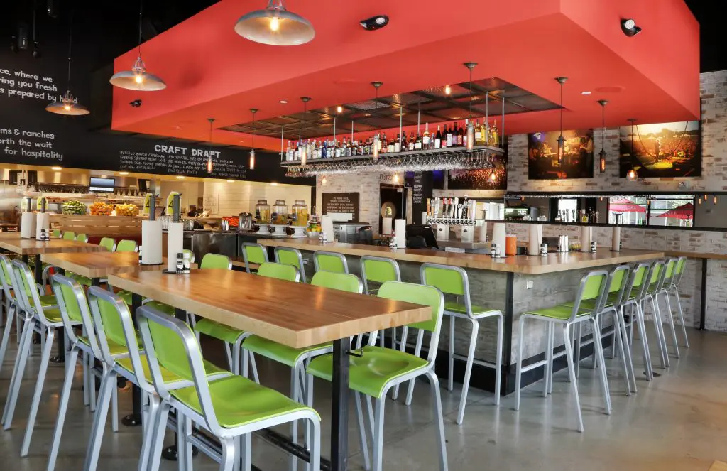 Bright colors greet patrons at the restaurant's entrance. 