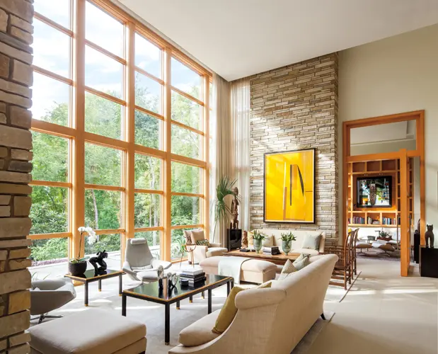 Andersen E-Series Picture Windows with pine interiors.