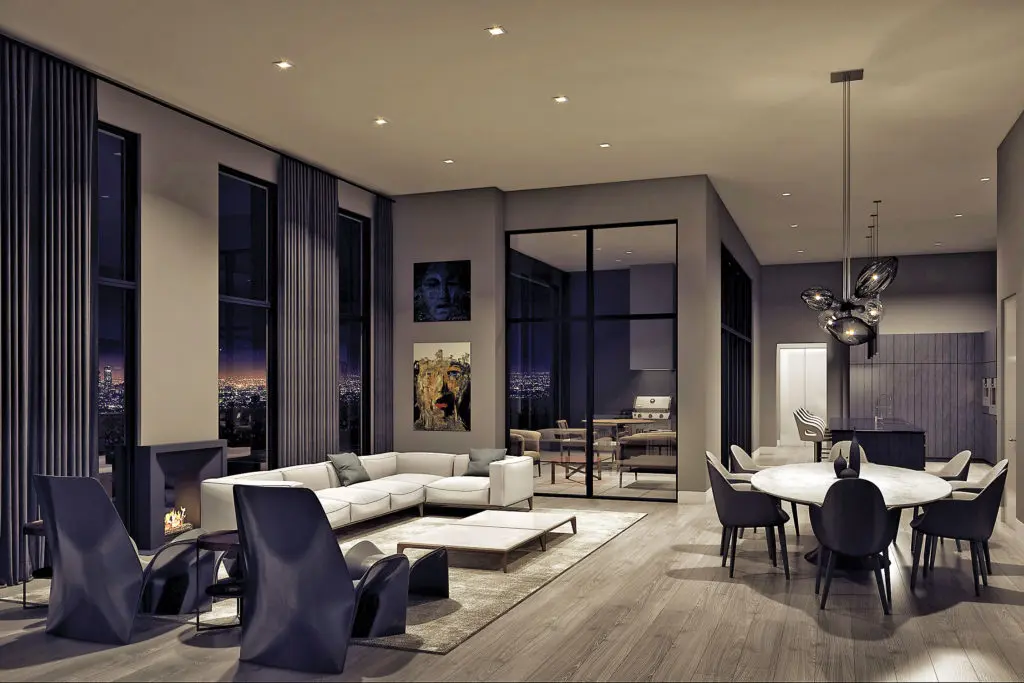 Giorgetti Houston living room with Giorgetti Aton sofa, Eva armchairs, Mizar
table and Selene chairs.