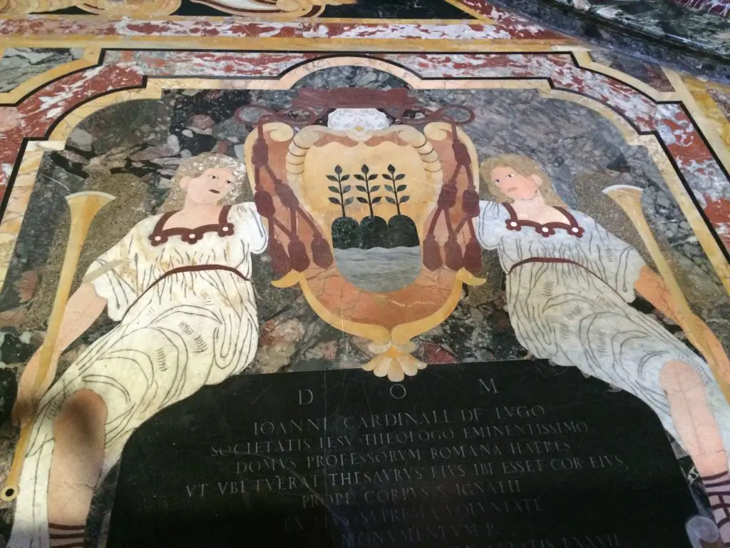 Elaborately patterned marble floor at The Gesu.
