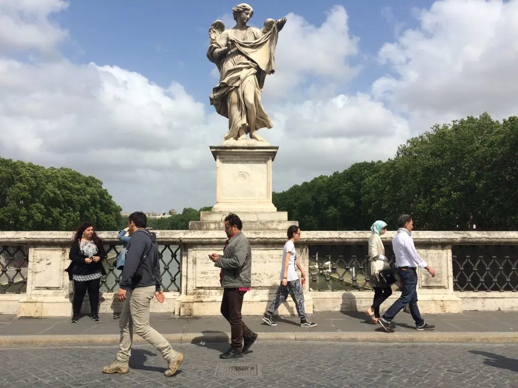 Bridge of the Angels over the Tiber takes one to Hadrian's Tomb and the Vatican.