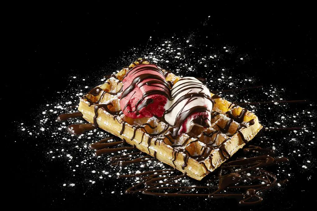 Who can deny a waffle topped with gelato and chocolate? 
