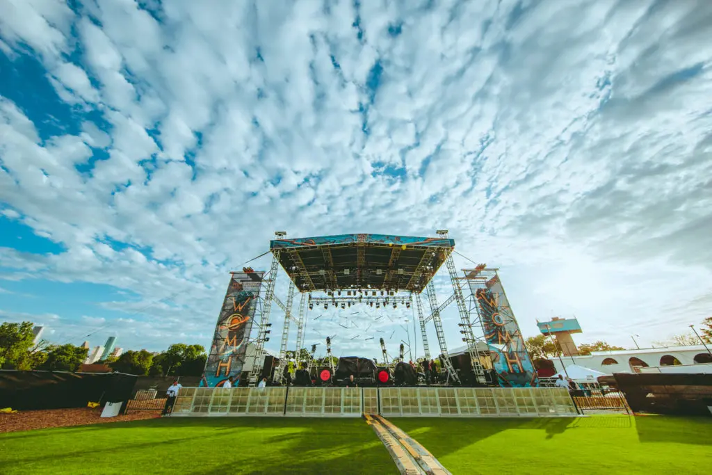 The sky serves as stunning back drop for White Oak Music Hall's lawn stage. 