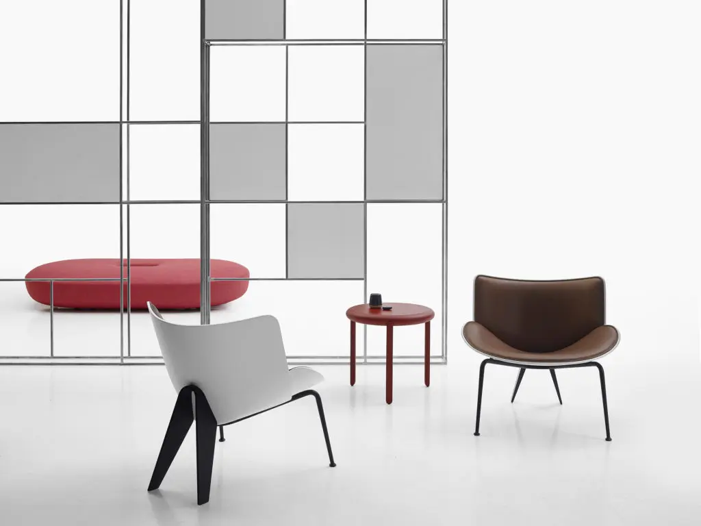 Tabour coffee table and ottoman, Maru side table, Do-Maru armchair 