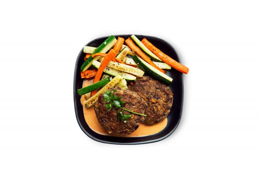 Sweet potato black bean sliders with veggie frites