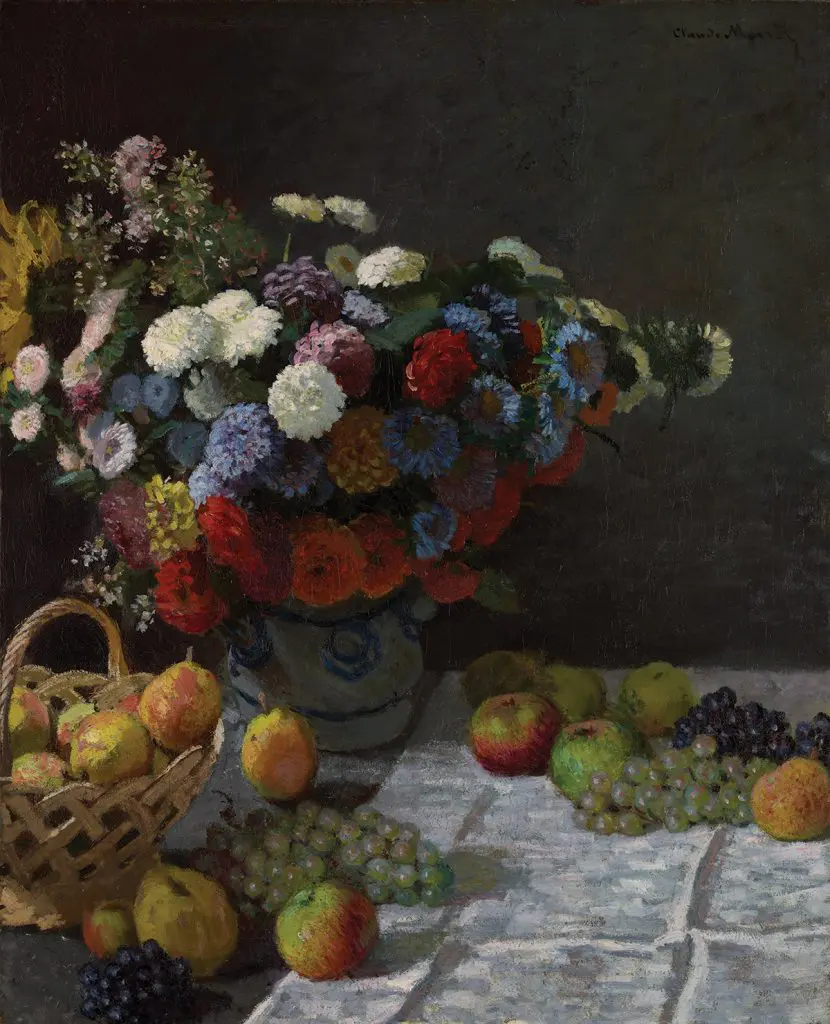 Still Life with Flowers and Fruit; Claude Monet (French, 1840 - 1926); France; 1869; Oil on canvas; 100.3 x 81.3 cm (39 1/2 x 32 in.); 83.PA.215