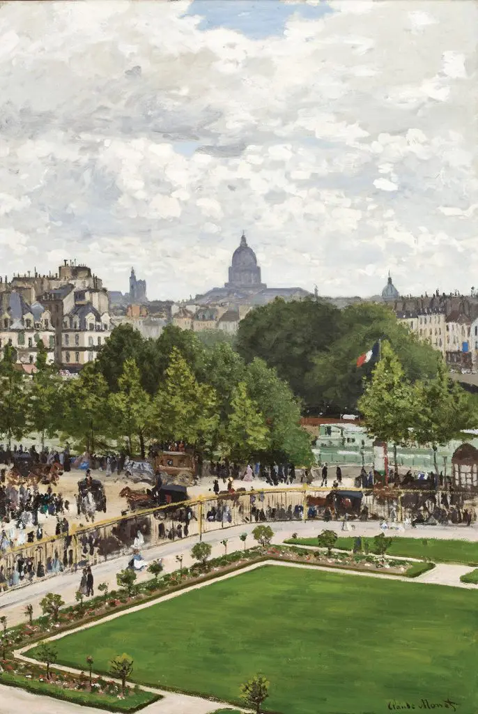 ALM289711 Garden of the Princess, Louvre, 1867 (oil on canvas) by Monet, Claude (1840-1926); 91.8x61.9 cm; Allen Memorial Art Museum, Oberlin College, Ohio, USA; (add.info.: Le Jardin de l'Infante;); R.T. Miller, Jr. Fund; French,  out of copyright