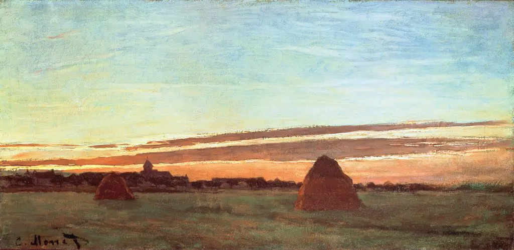 SD69315 Haystacks at Chailly, 1865 by Monet, Claude (1840-1926); 30x60 cm; San Diego Museum of Art, USA; French,  out of copyright