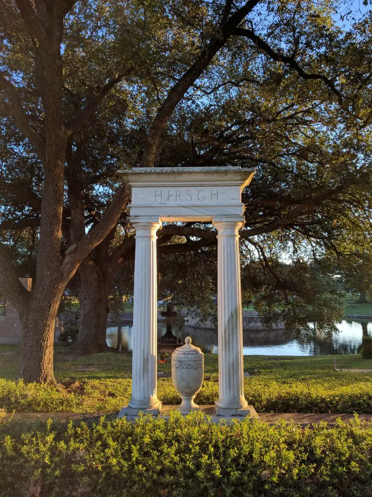 General Maurice and Winifred Hirsch's final resting place at Forest Park Lawndale. Iconic supporters of causes from the Houston Symphony to the Museum of Fine Arts, Houston, their name graces the MFAH's library.
