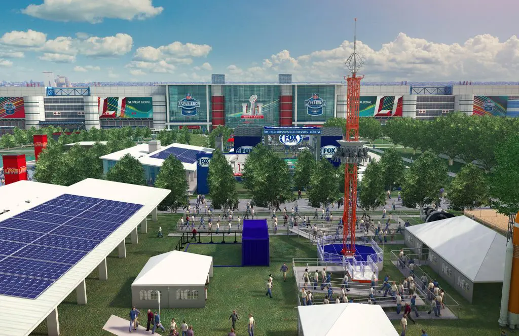 The ride will take an entire corner of Discovery Green during the Super Bowl fan fest.