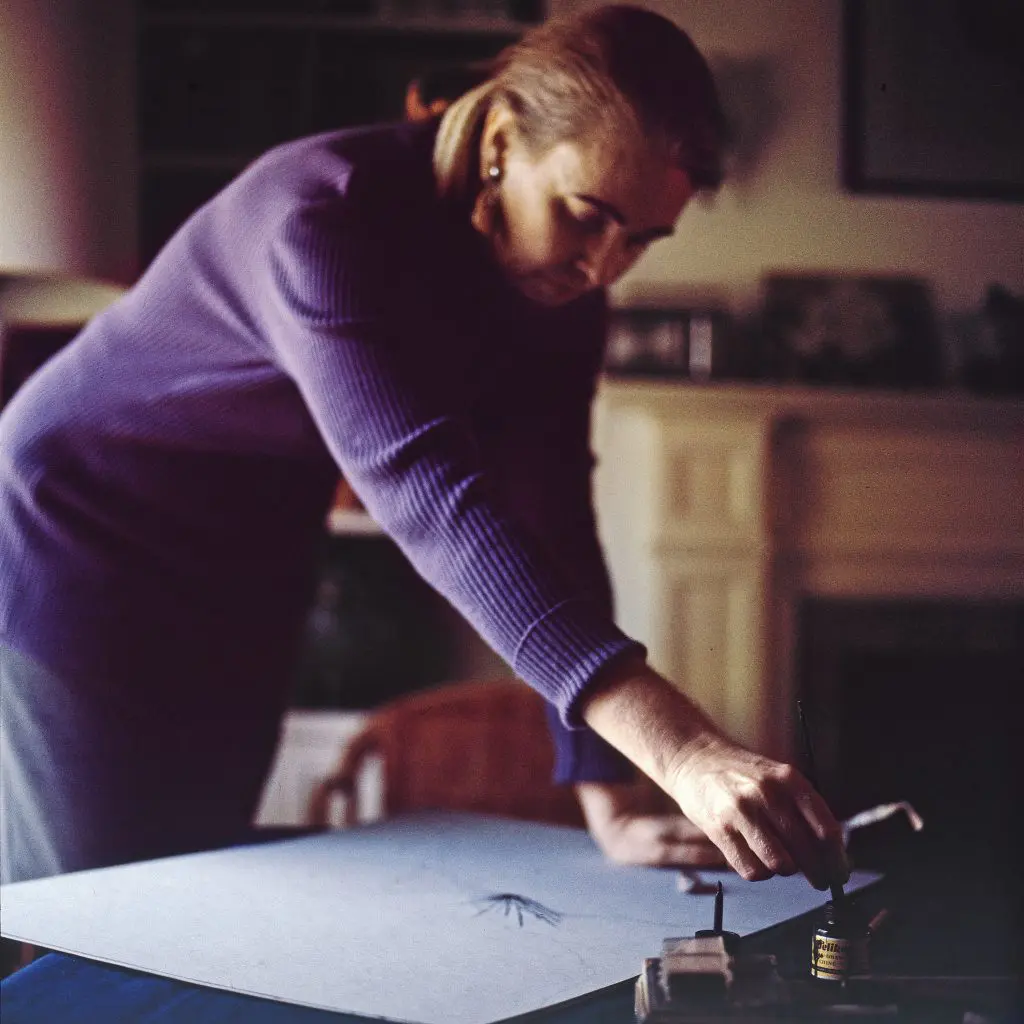 Dorothy Hood in studio, Houston, circa 1972 (photo courtesy AMST, Corpus Christi) 
