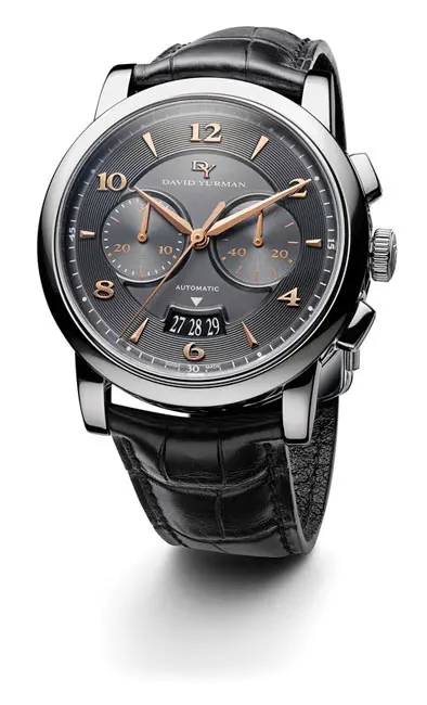 David Yurman Chronograph in steel, $4,600, at the David Yurman boutique, Lewis Jewelers, Bachendorf’s.