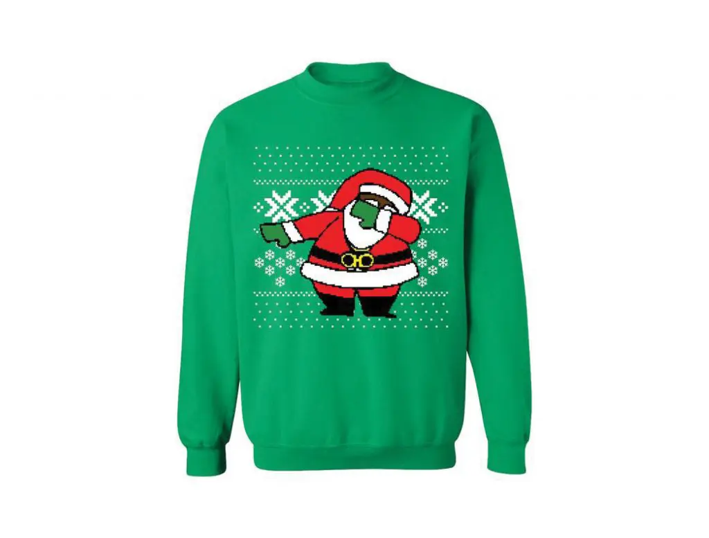Take home an ugly sweater from 2 Chainz that isn’t so ugly with Santa hitting the dab—also available with Santa doing the hit dem folks, and juju on the beat. On sale for $20.