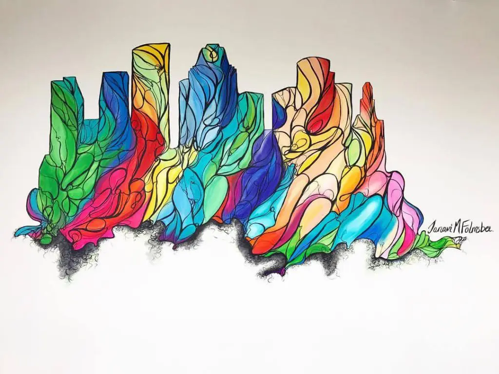 A sneak peek of artist Janavi M Folmsbee's colorful mural depicting the Houston cityscape. (Photo courtesy LAUNCH's Facebook page) 
