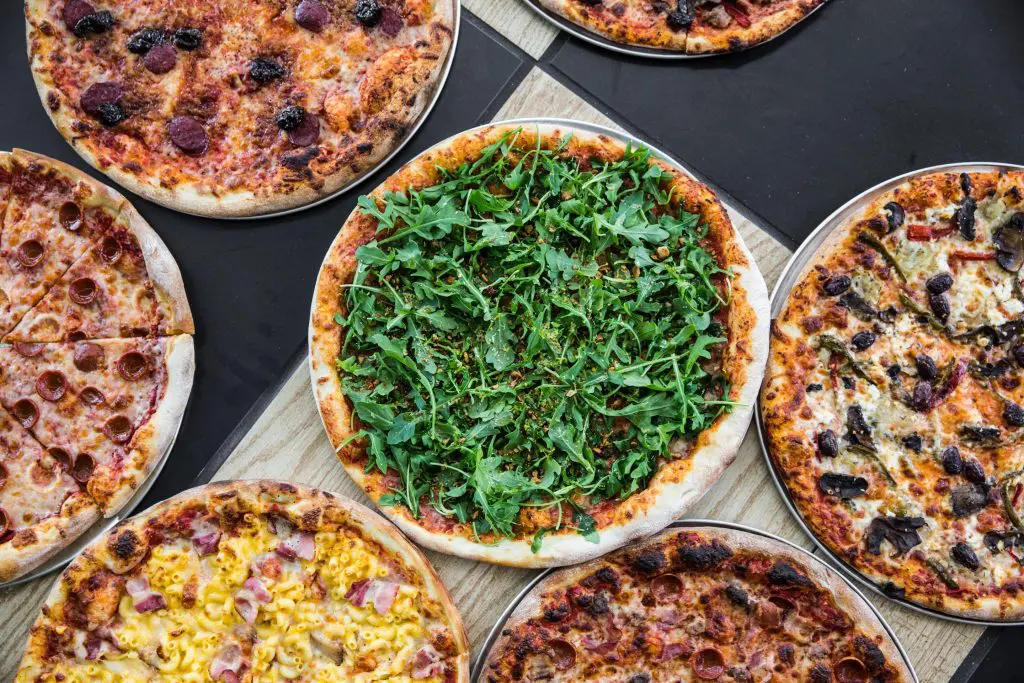 An assortment of pizzas at Pi Pizza. 