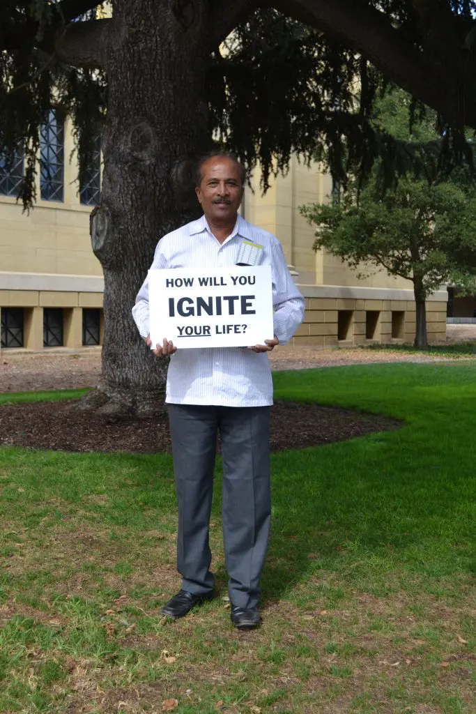Businessman Mr. Ramaiah of Bengaluru, India visited Stanford University while in town for his daughter’s wedding. 