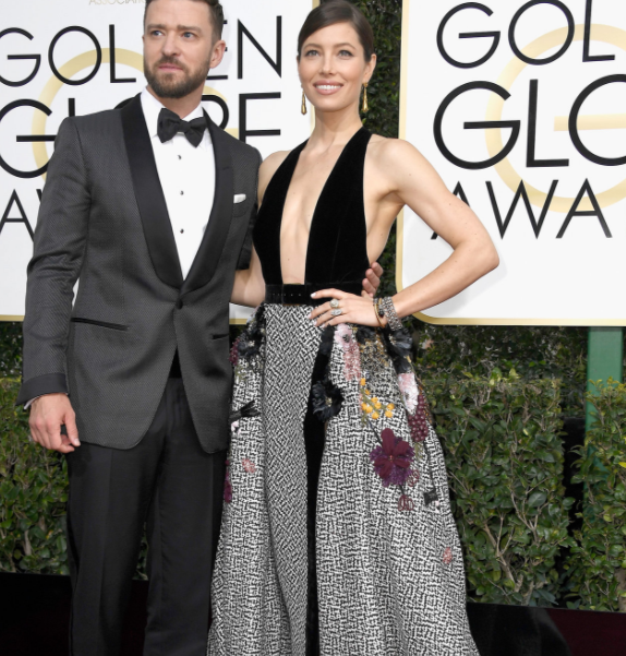 Justin Timberlake and wife, Jessica Biel excel in black and silver.