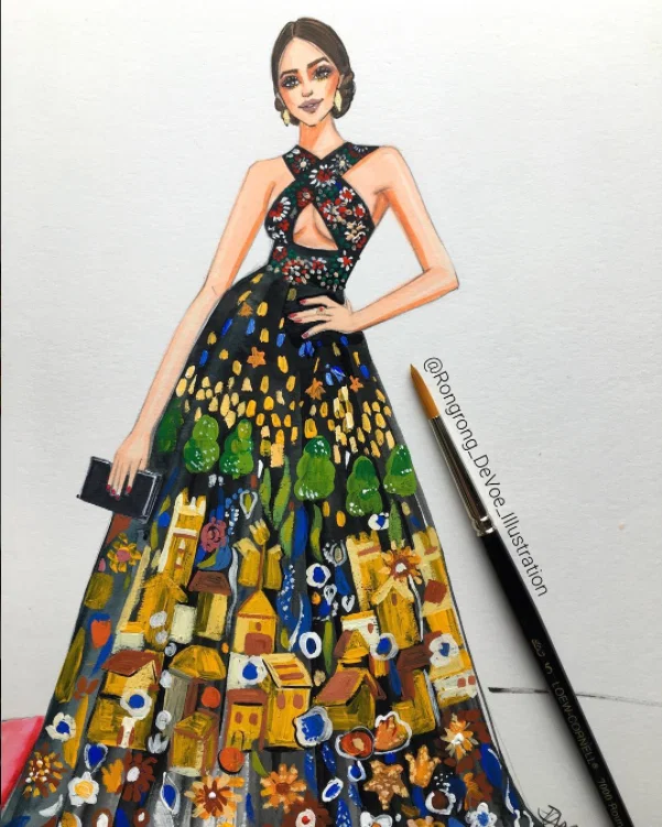 Fashion illustrator Rong Rong Devoe's exquisite drawings will be on display at LAUNCH. (photo courtesy @rongrong_devoe_illustration) 