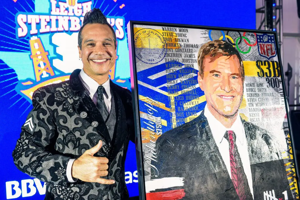 Artist Calleo with Leigh Steinberg custom artwork