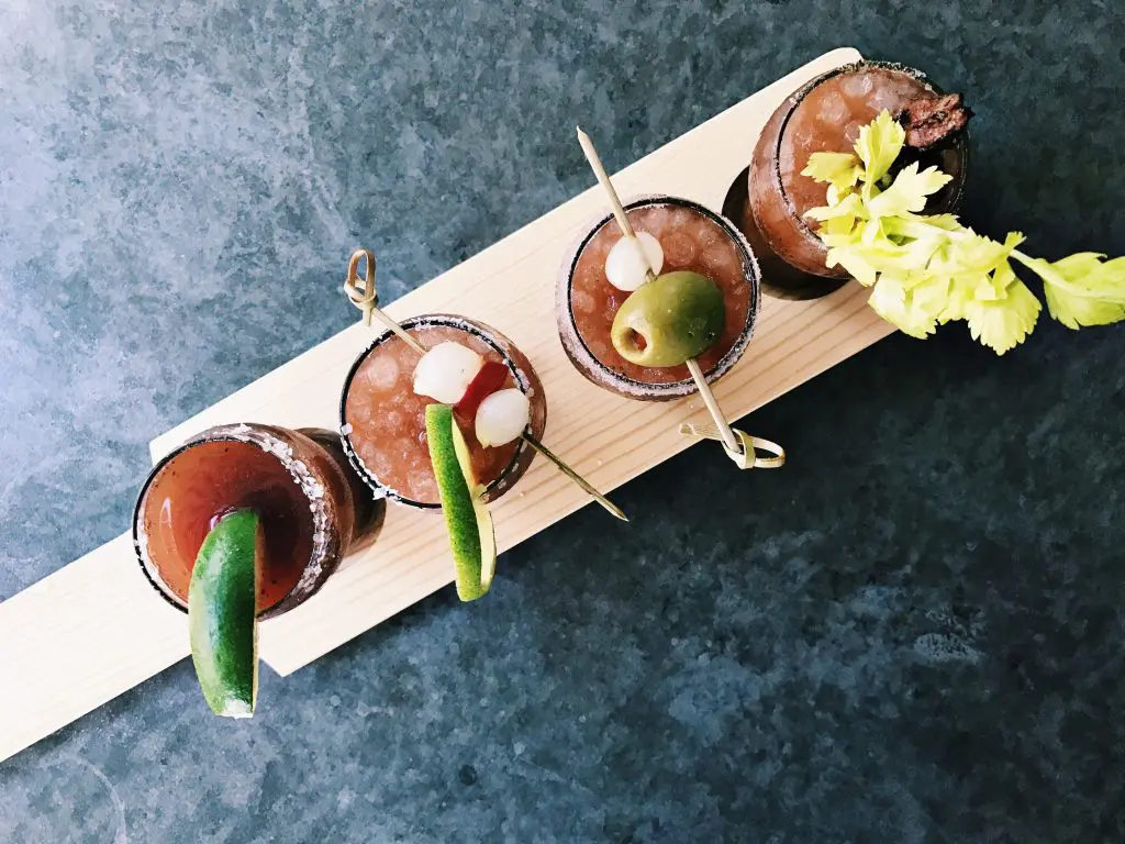 Start your meal with State Fare's Bloody Mary flight. 