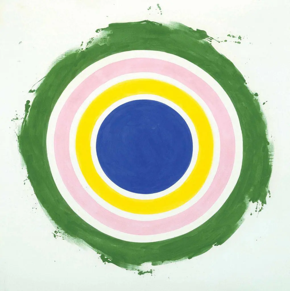 Kenneth Noland’s Half, 1959, in the permanent collection of the MFAH, and originally exhibited at the gallery.