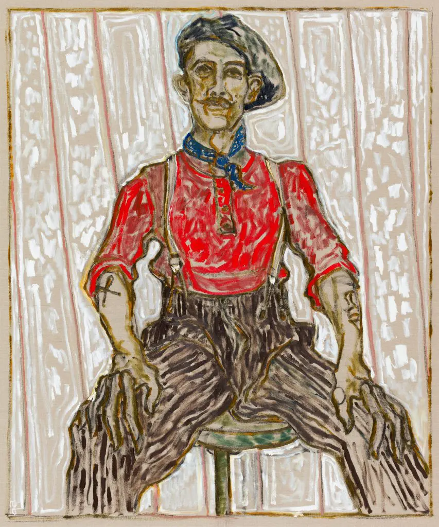 Billy Childish's "Self Portrait Wearing Red Shirt," at The Goss-Michael Foundation (Courtesy the artist and Carl Freedman Gallery, London) 