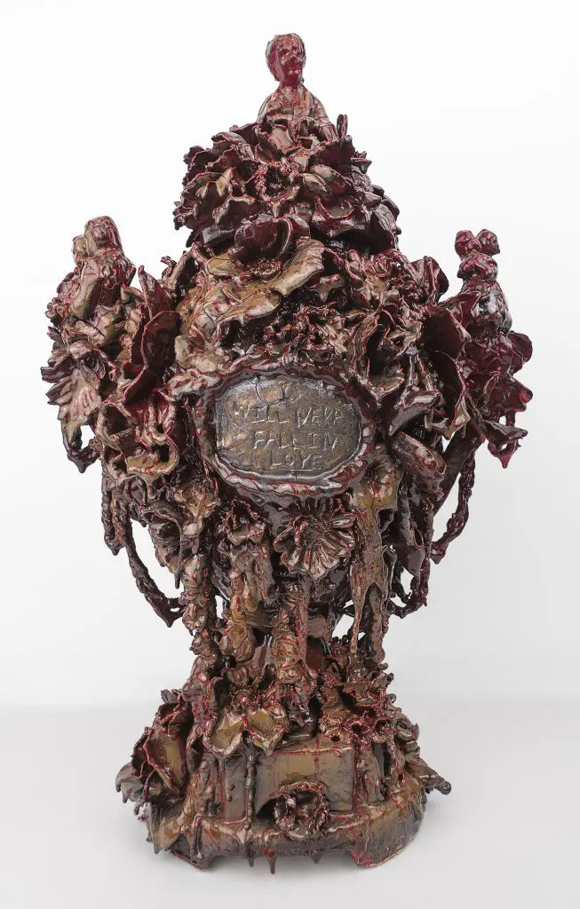 Anthony Sonnenberg's "Pair of Pity Party Potpourri Vases #2," 2016, at Conduit Gallery (Courtesy the artist and Conduit Gallery, Dallas)