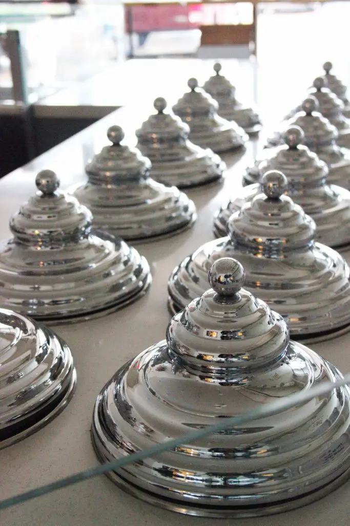 Dolce Neve's gelato is stored in closed silver containers, which is the mark of an authentic gelateria. 