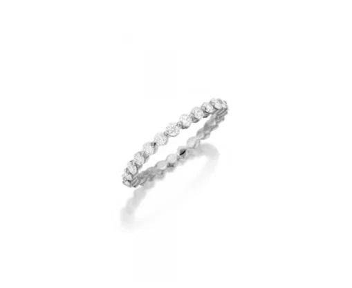 Henri Daussi women's wedding band featuring a single line of round brilliant pave set diamonds. Model #R6