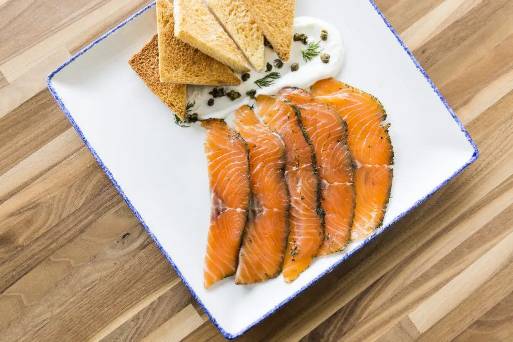 Start your meal with one of Star Fish's many small plates like the gravlax. 