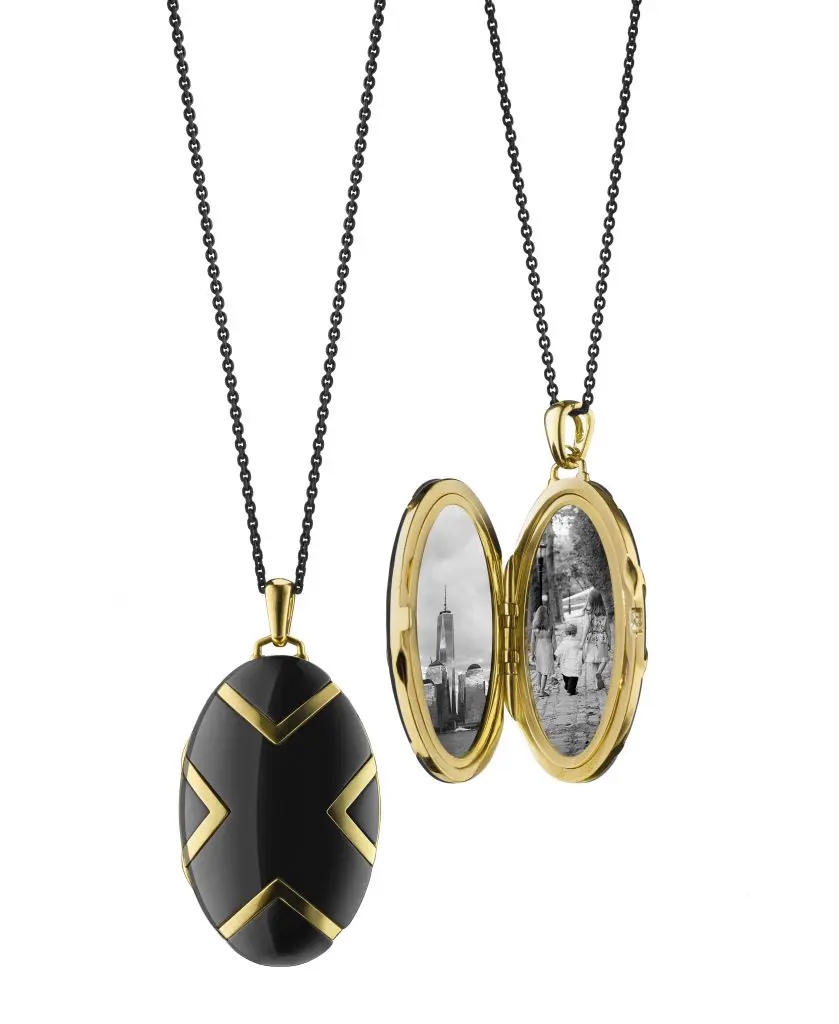 Chevron black ceramic locket, $5,350
