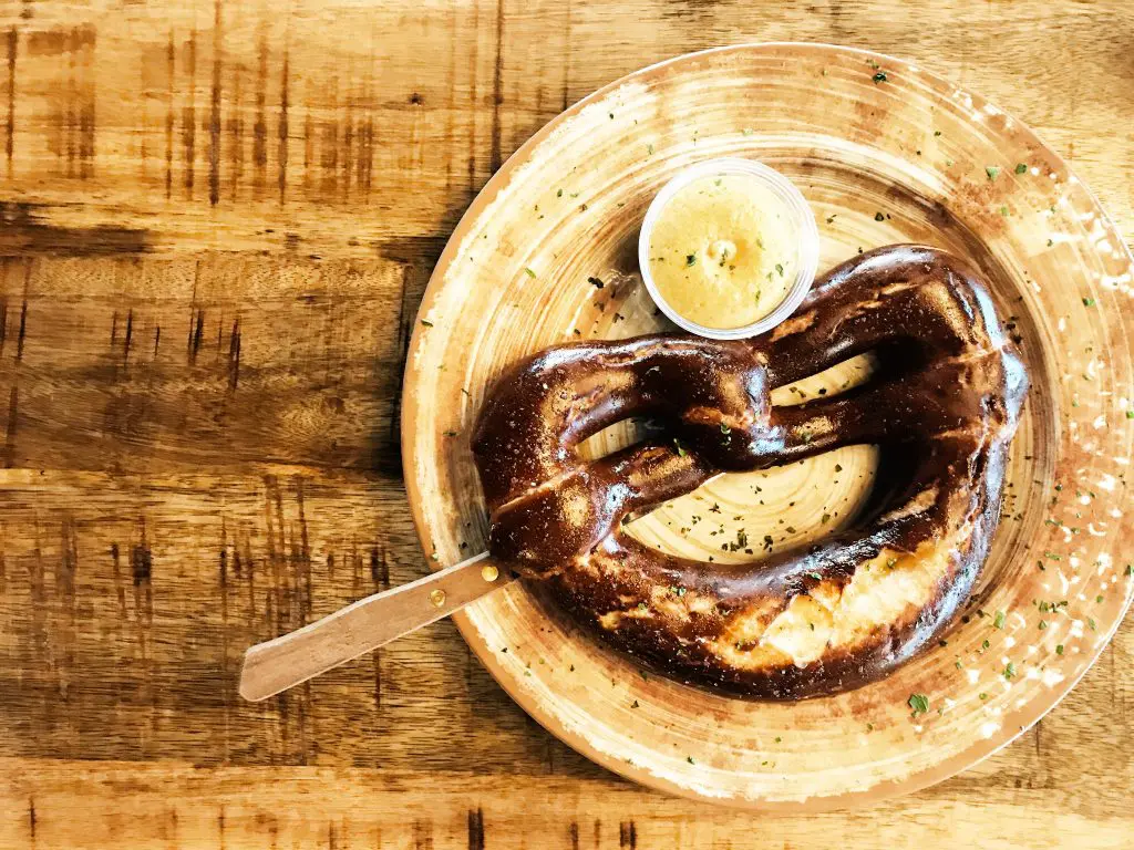 Start your meal at King's Bierhaus with a giant beer pretzel. 
