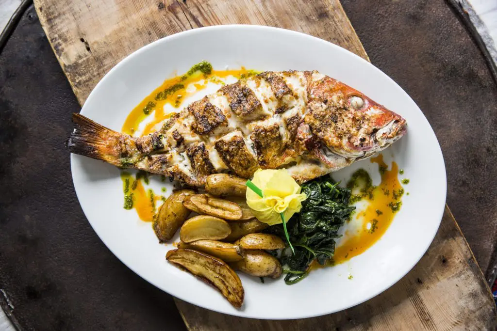 A menu highlight: Star Fish's grilled whole snapper 