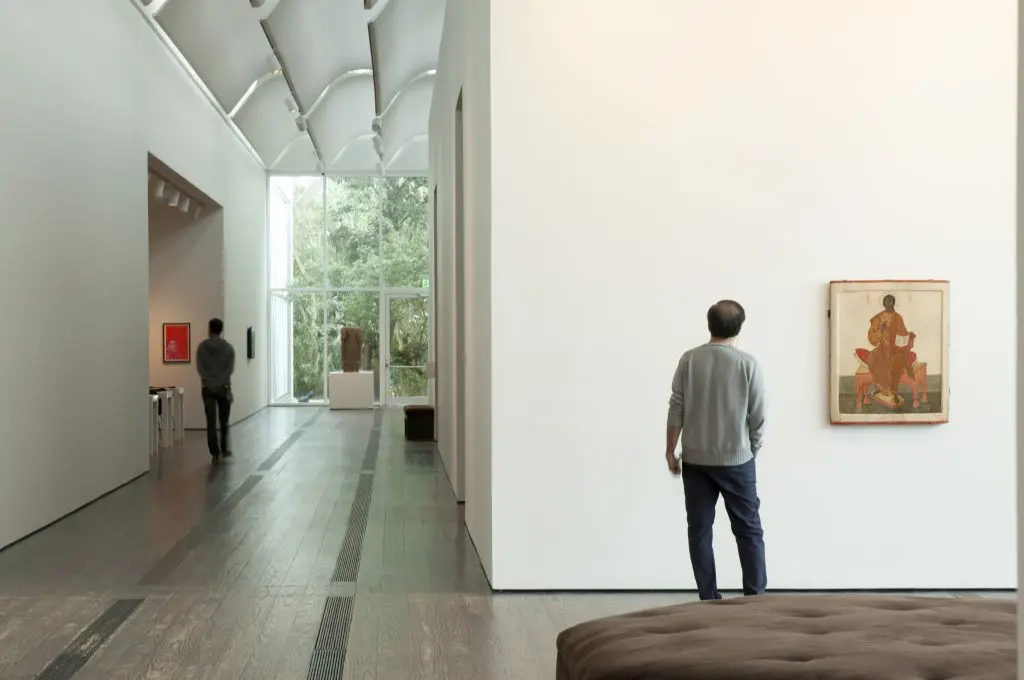 A view down the museum halls into the galleries; the Menil is set for a refurbishing of its floors, closing next February, 2018, for eight months.  