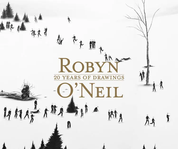 Robyn O’Neil's "Everything that stands will be at odds with its neighbor, and everything that falls will perish without grace.," 2003, appears on the cover of the artist's 20-year survey, a debut book from Archon Projects. 