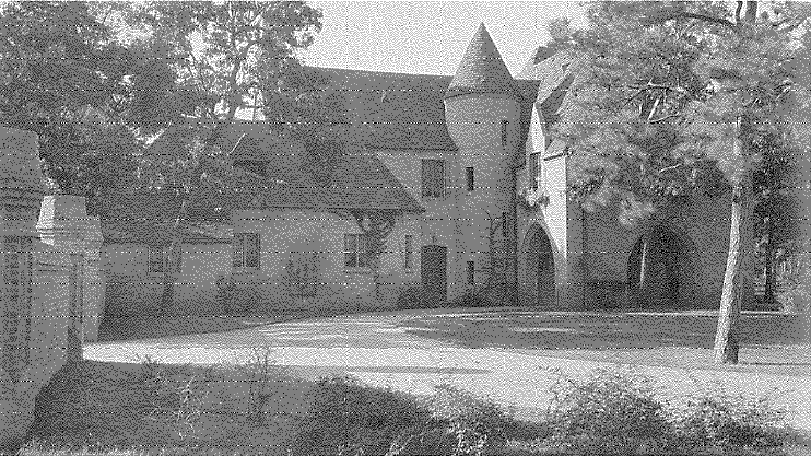 The distinctive roof line of the 1930 mansion originally built for Mr. and Mrs. Harry C. Hanszen. (The couple's name graces a dorm at Rice University.)