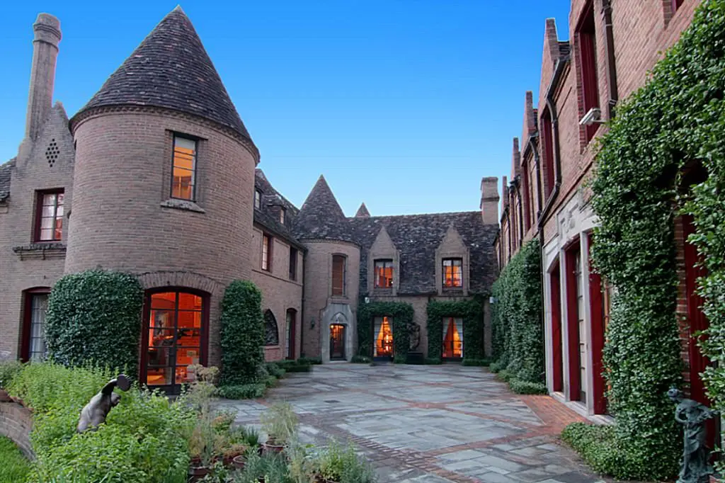 The Normandy-inspired courtyard of the mansion, which was erected in 1930, the third house of River Oaks' tony Homewood neighborhood, catty-corner from Miss Hogg's Bayou Bend. 