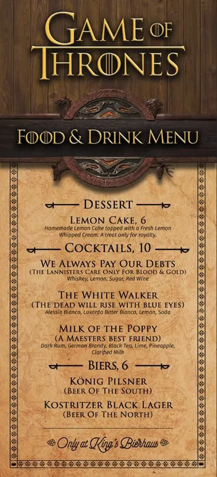 GoT-themed desserts, cocktails, and, and beer will also be on hand. 