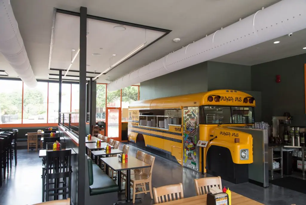 The original Bernie's bus has found a new home at the Heights location, functioning as the restaurant's kitchen. 