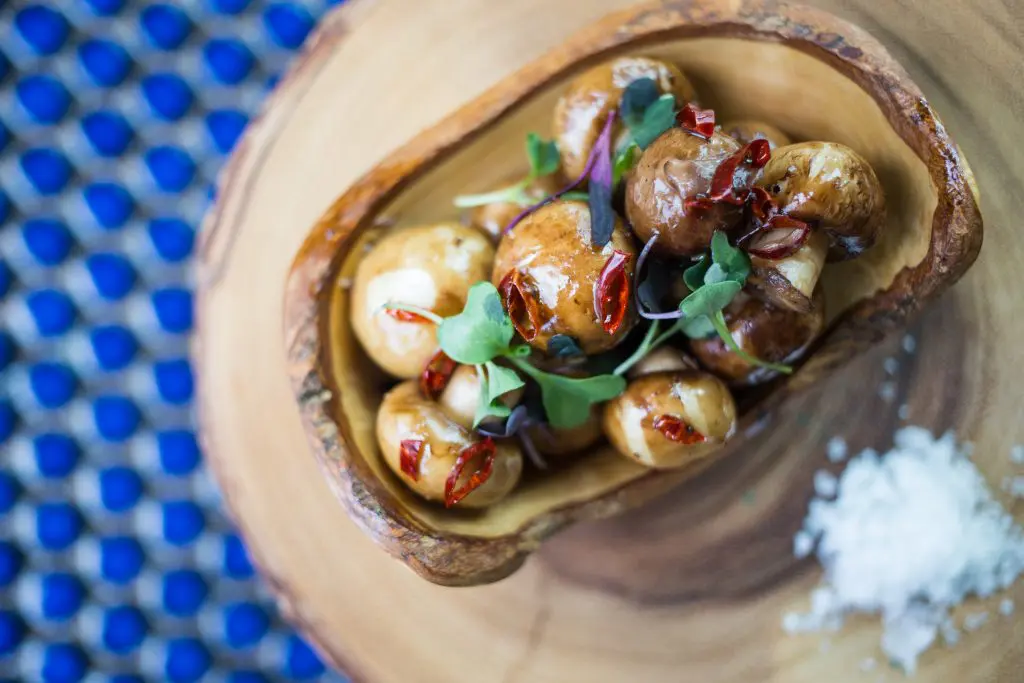 A'Bouzy's truffled mushrooms are prepared with black truffle oil. 