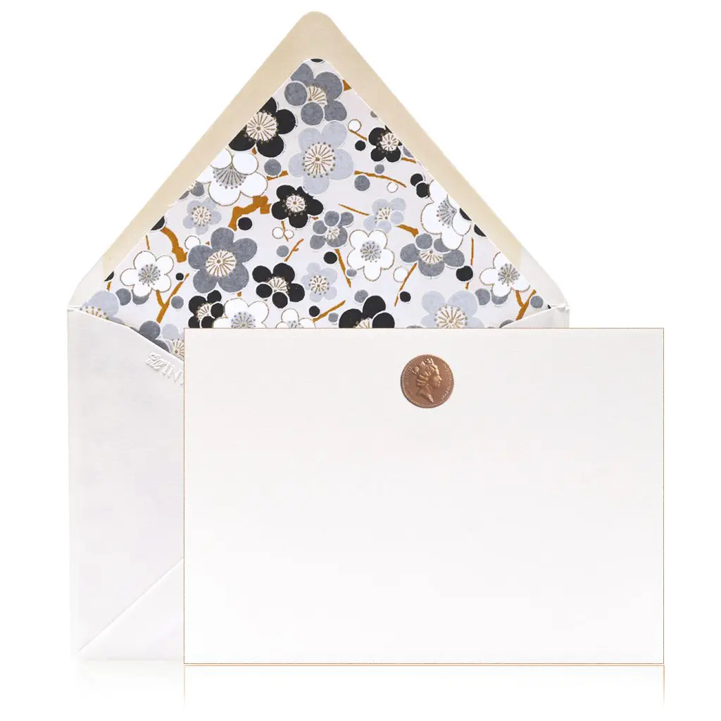 Bell'Invito engraved penny stationery, $60