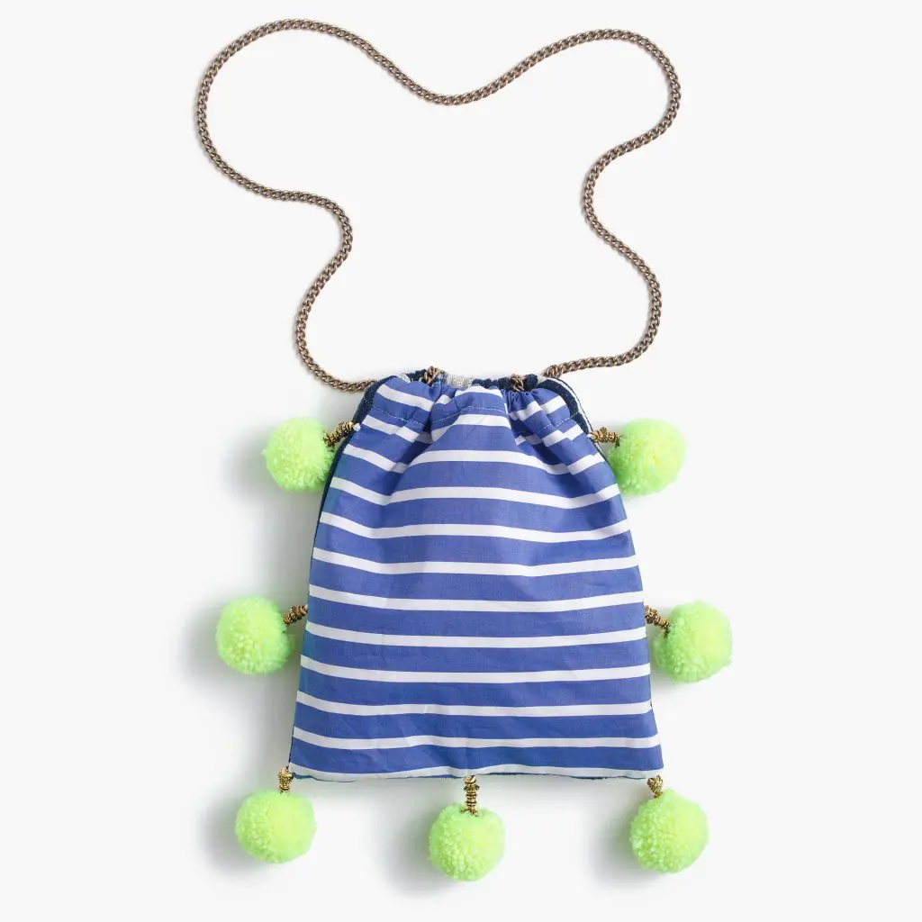 Gaia for J. Crew pom-pom bag, $128